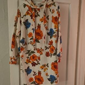 No Boundaries Vibrant Floral Hoodie Dress